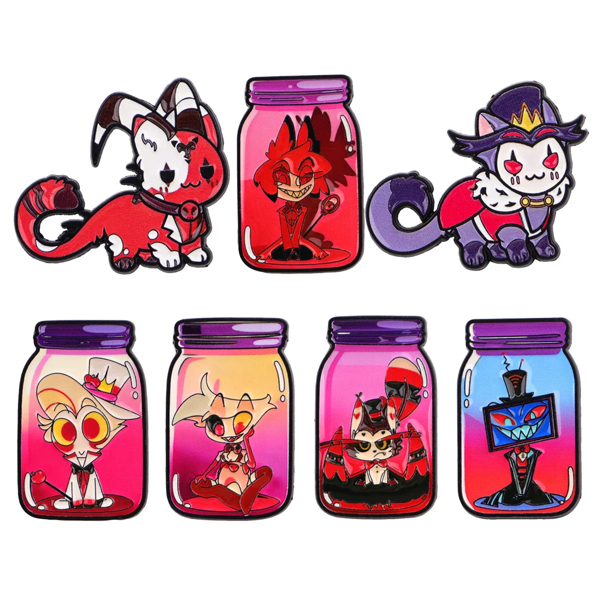 Mezcla de 2/5 unids/set de broches esmaltados con botellas de monstruo para alfileres de solapa, insignia en mochila, accesorios de ropa, regalos de joyería de moda