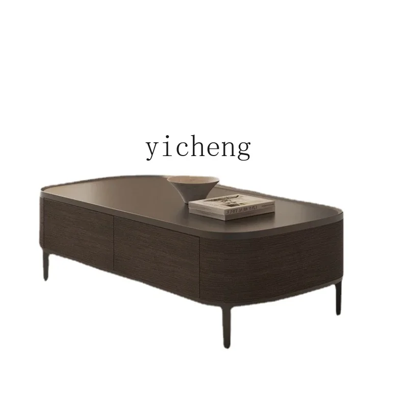 

Ultra Silent Style Smoked Wooden Tea Table Minimalist Rectangular Storage Tea Table