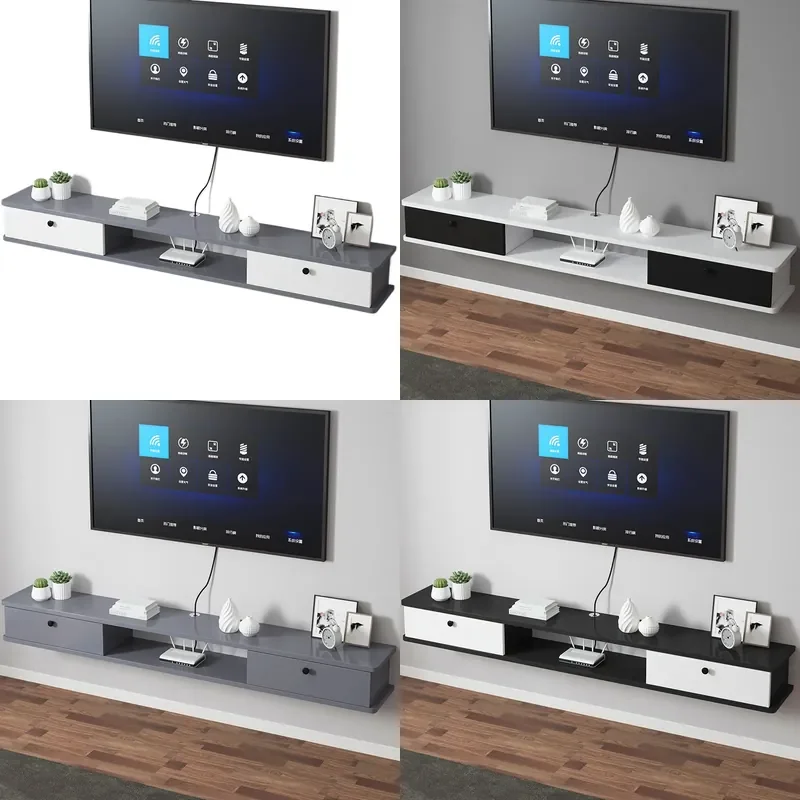 Simple Modern Wall Mounted TV Cabinet Floor Standing Storage Unit Bedroom Hanging Shelf Set Top Box Organizer Household
