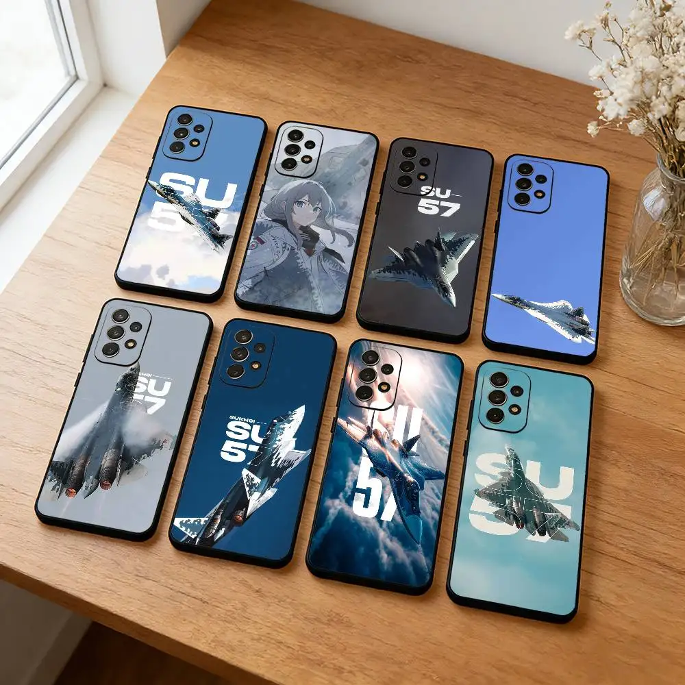 Sukhoi Su-57 Fighter Phone Case For Samsung S26,S25,S24,S23,S22,Plus,Cover Soft Black Shell