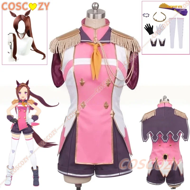 

Uma musume Pretty Derby Sakura Bakushin O Cosplay Costume Wig Halloween Christmas Carnival Pink Lolita Dress Costume