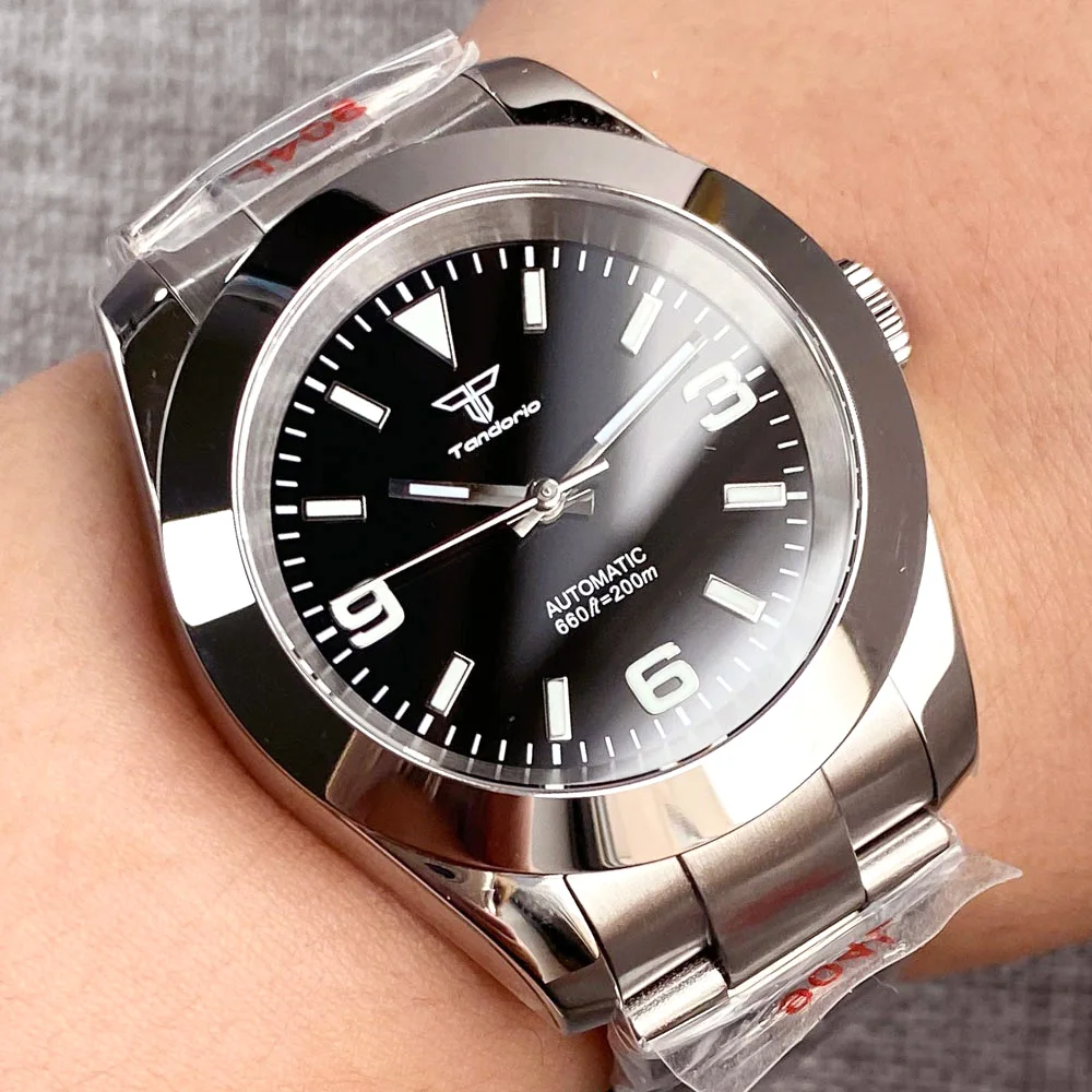 New 36mm 39mm Flat Polish Bezel Automatic Watch Men Miyota8215 Movement Tandorio 316L Bracelet Explore Dial DJ Hands