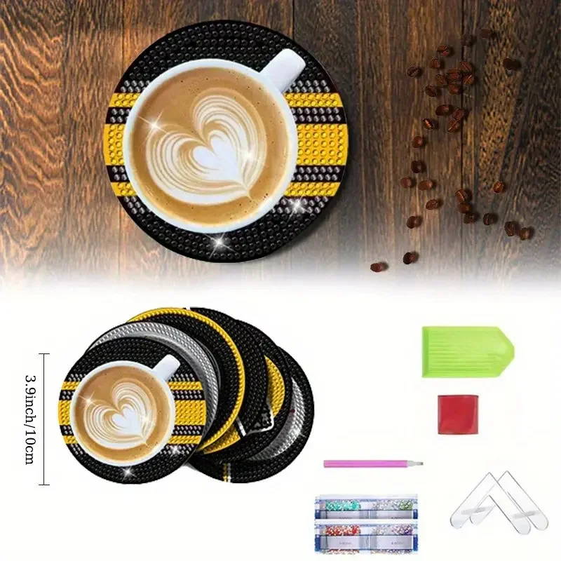 6 Football Diamond Painting Coaster Kit DIY Diamond Art Coaster, adult and Beginner Diamond Dot Kit