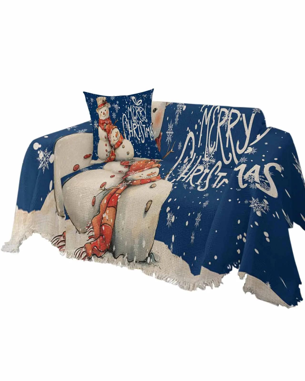 Christmas SnowmanFour Seasons Universal Folding Sofa Cover Dustproof Sofa Cover Sofa Cushion Cover Blanket Customizable