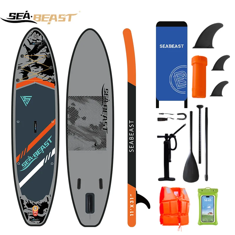 Sea Beast Inflatable Sup Board Sap Stand Up Double Layer Paddle Board sabboard  Surfing Surfboard With Accessories