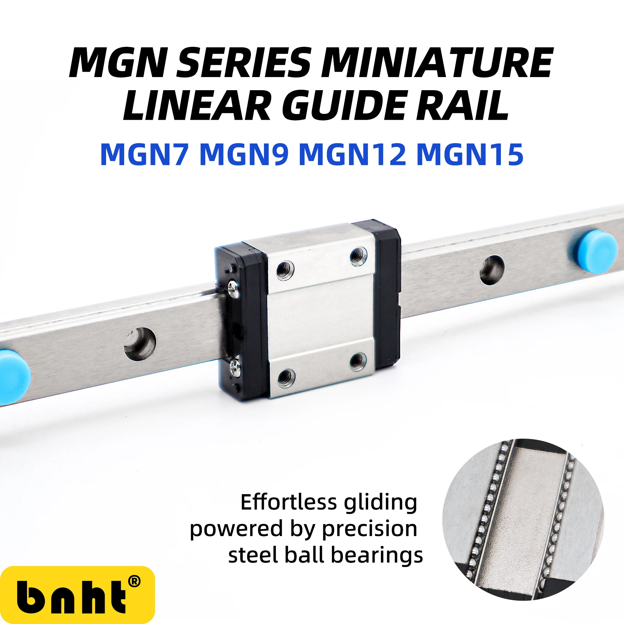 Миниатюрные линейные направляющие серии MGN – MGN7 / MGN9 / MGN12 / MGN15 C&H | Узкий тип линейного перемещения с одной кареткой для ЧПУ, 3D-принтеров, автоматизации