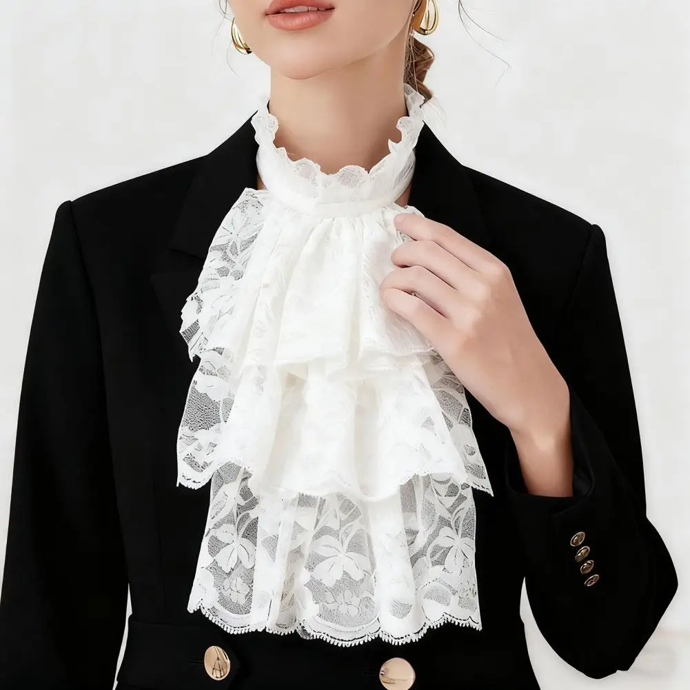 كشكش الياقة والأصفاد مهرج كشكش طوق أبيض أسود الدانتيل Jabot الرجعية الفيكتوري طوق ل تأثيري هالوين زي حفلة التيار المتناوب