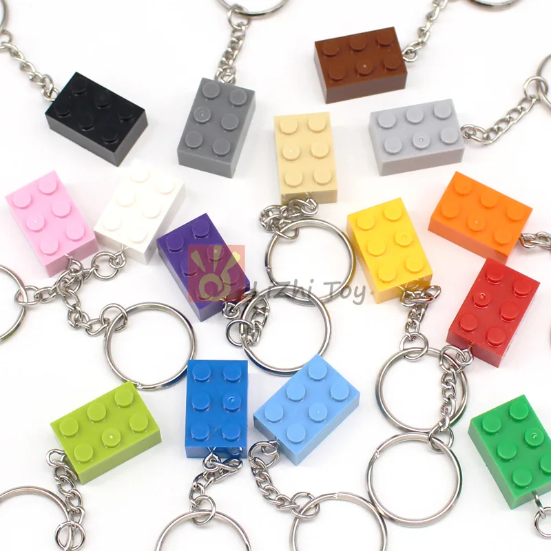 5-15Pcs Colorful 3002 Brick 2x3 Key Chain Building Block Toys Kids Creative Gift Compatible with MOC Brick Keychain