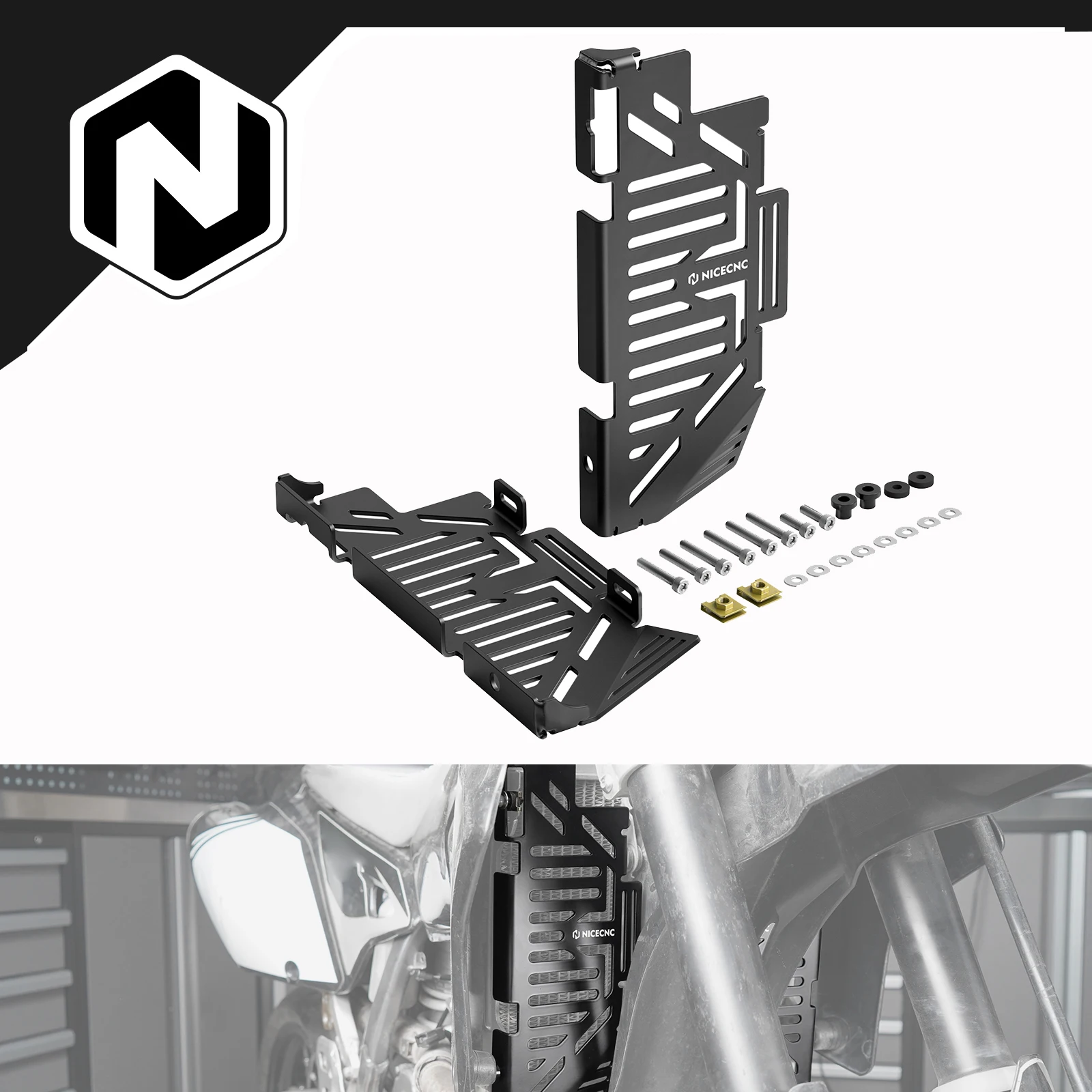 nicecnc-for-suzuki-drz400sm-2005-2024-radiator-guard-cover-protector-drz400s-2000-2024-2023-drz-400sm-400s-drz400-sm-s-black