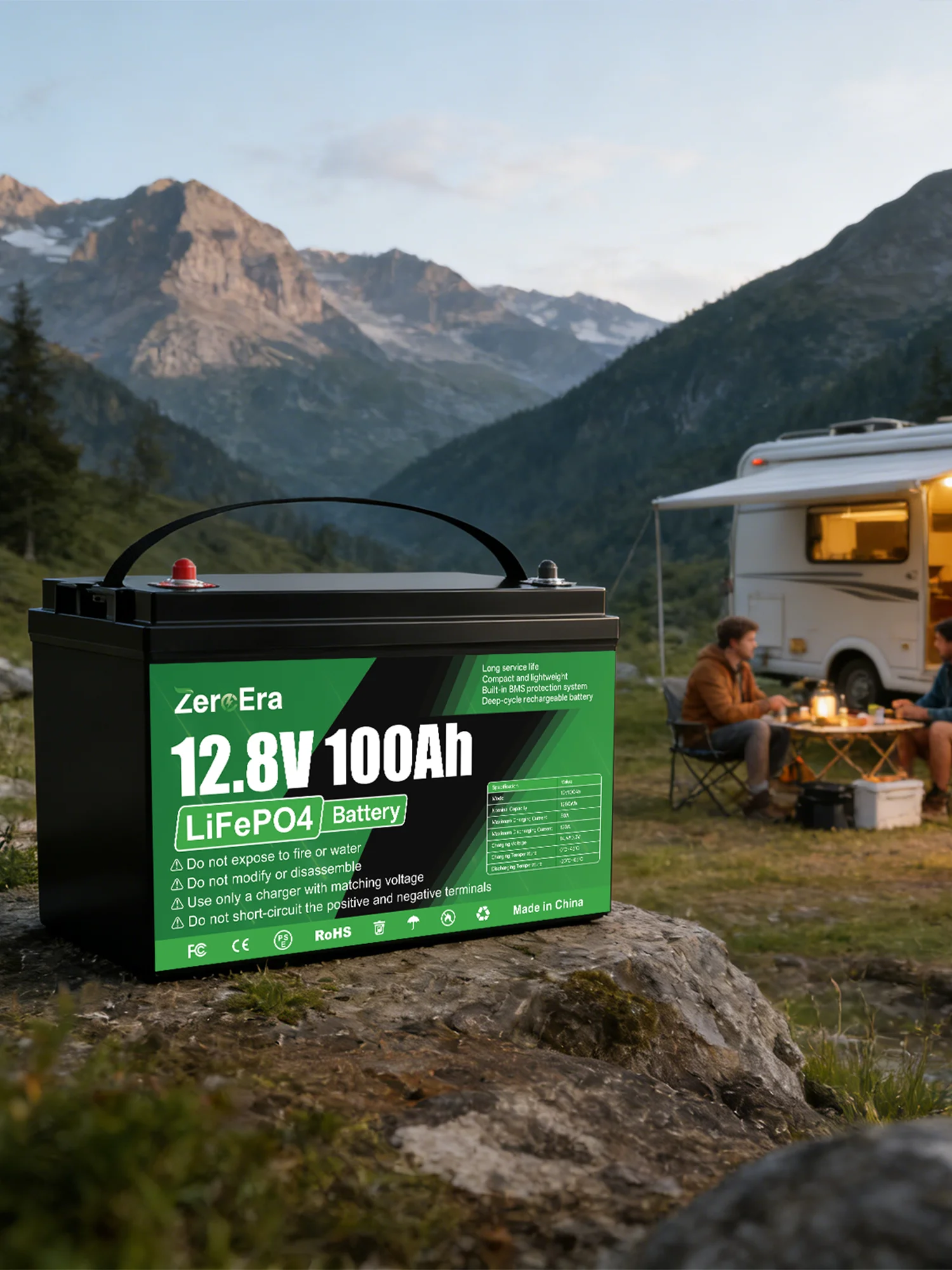 ZeroEra 12V 100Ah LiFePO4 Batterie 1280Wh Hohe Kapazität Eingebautes BMS 10000+ Zyklen Lithium-Eisenphosphat-Batterie Unterstützt 4S4P-Verbindung für Wohnmobile, LKWs, Camper, Reisen, Zuhause,