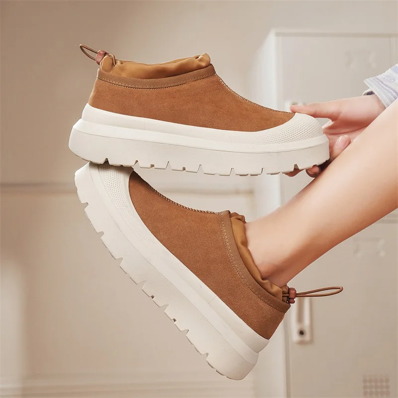 

Couple's Snow Boots Low-top Shallow-mouthed Round-head Slip-on Lightweight Soft Fleece Warm and Anti-slip Outdoor Casual Shoes