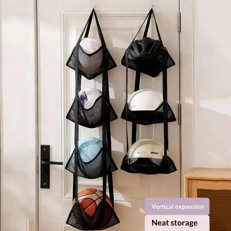 

Basketball Holder Storage Bag, Wall Mounted mesh Organizer for Garage Sport Equipment