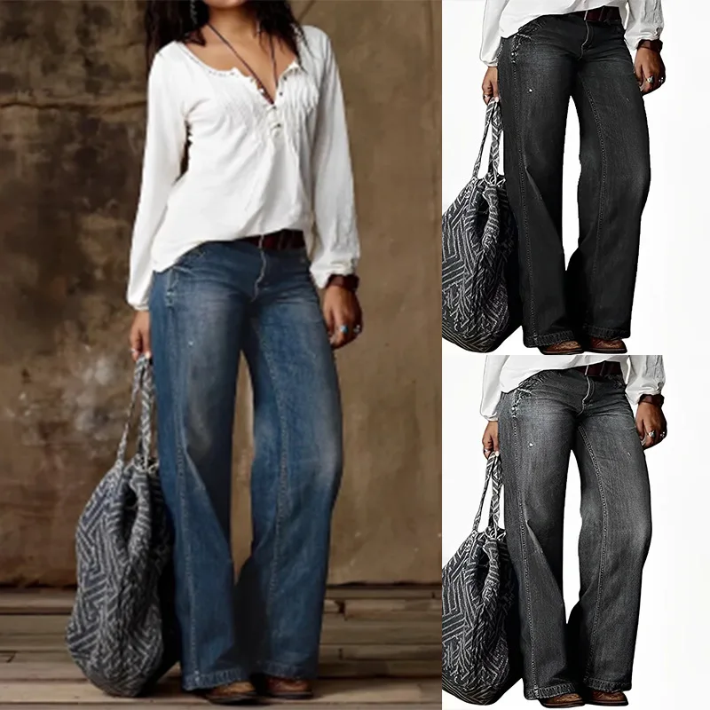 

Women's Jeans Spring/Summer New Hot Selling Fashion Casual Women's Pants Straight Leg Wide Leg Jeans High Shot Woman