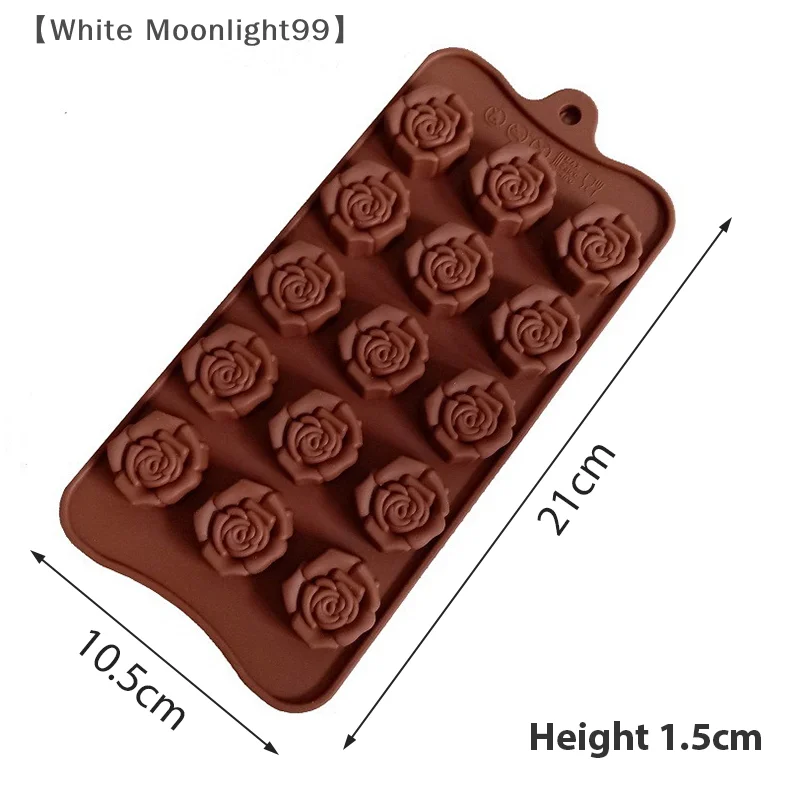 15-Grid Flower Rose Silicone Mold - Cake Decorating, Chocolate, Wax Melts, Baking, and Candy Making