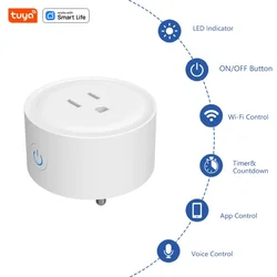 Tuya-ミニwifiスマートプラグ,コンセント,タイマー機能付きリモコン,ハブは不要,Alexa,GoogleHomeと互換性あり