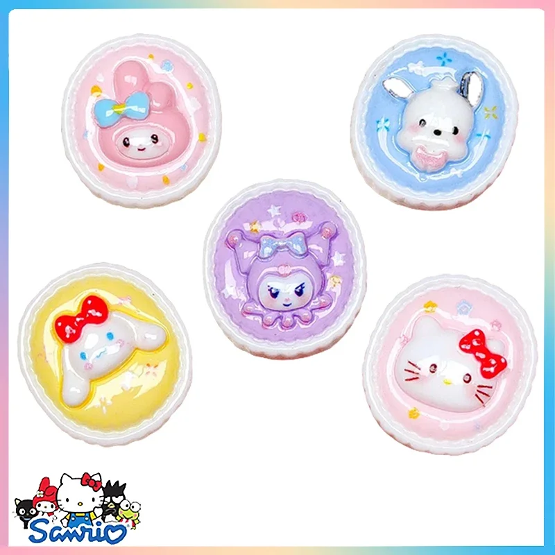 Sanrios 10Pcs Hello Kitty Accessories Charm Kuromi Cinnamoroll Melody Pochacco Medal Series Diy Refrigerator Anime Cartoon Toys