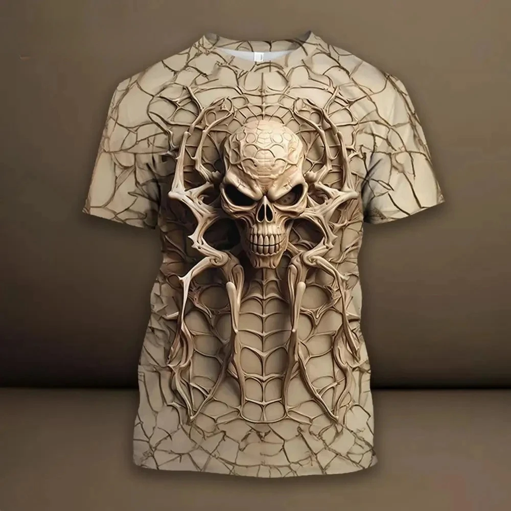 

Retro Skull Print Men's Clothing Gothic T Shirt Men O-Neck Street Oversized T-Shirt Skull Graphic T Shirts 3D Mens T Shirt Tops