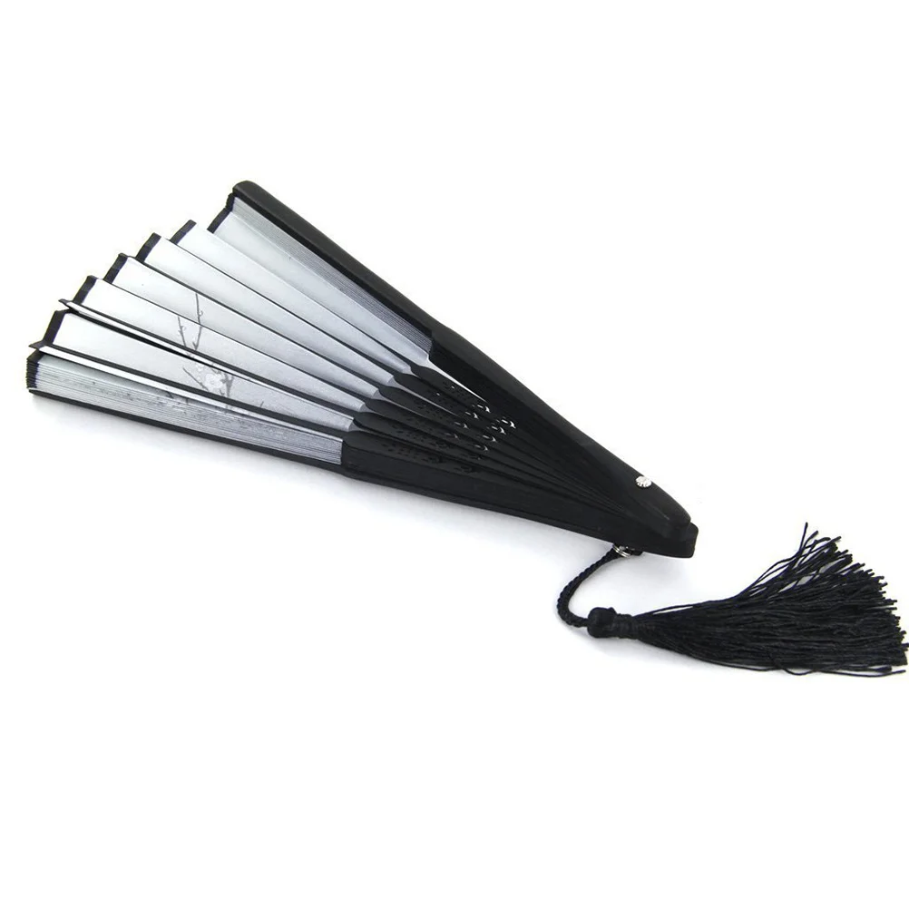 

Durable Folding Plum Blossom Fan Japanese Style Handheld with Delicate Tassel for Summer Occasions Outdoor Weddings Parties