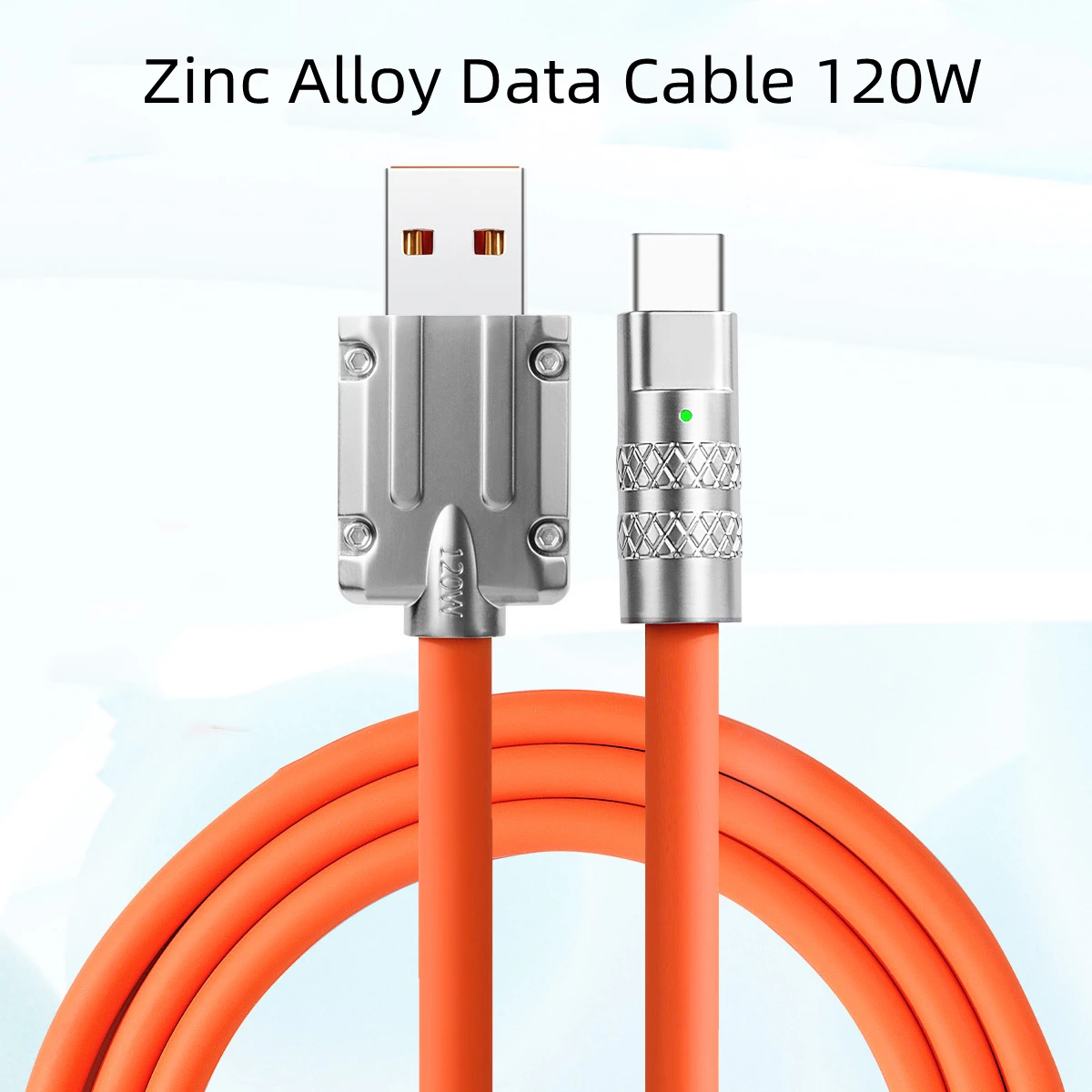 Datenkabel aus Zinklegierung, Außendurchmesser 6,0, kräftiges Blitzladekabel, 120 W, Typ C, über 4 A, Stromunterstützung, superschnelles Laden, praktisch und langlebig