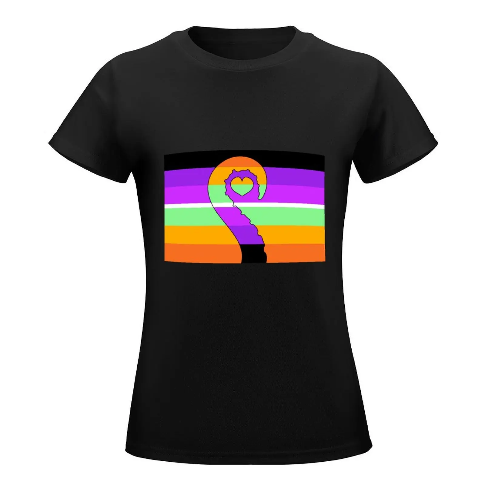 Terato Pride Flag with Tentacle T-Shirt hippie clothes tees vintage clothes cute tops workout t shirts for Women