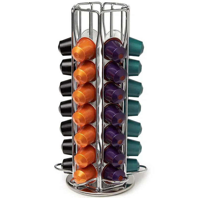 Coffee Pod Holder for Nespresso OriginalLine Storage Organizer 360 Rotatable Coffee Capsules Carousel 60 Coffee Pods