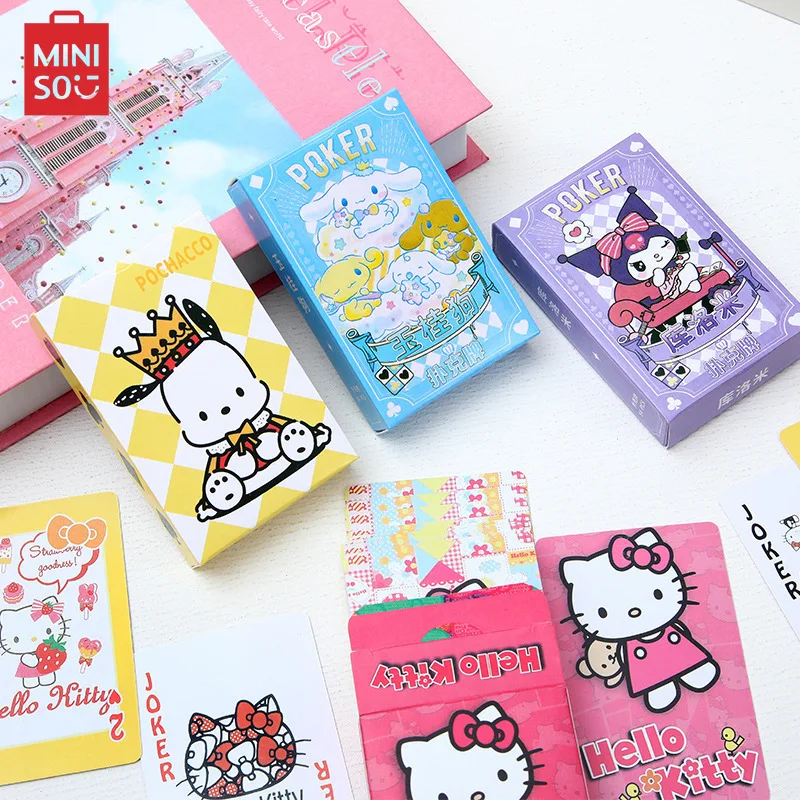 Sanrio Playing Card Kawaii Anime Cartoon Kuromi Hello Kitty Melody Cinnamoroll Print Playing Entertainmen Card Toy Kids Gifts