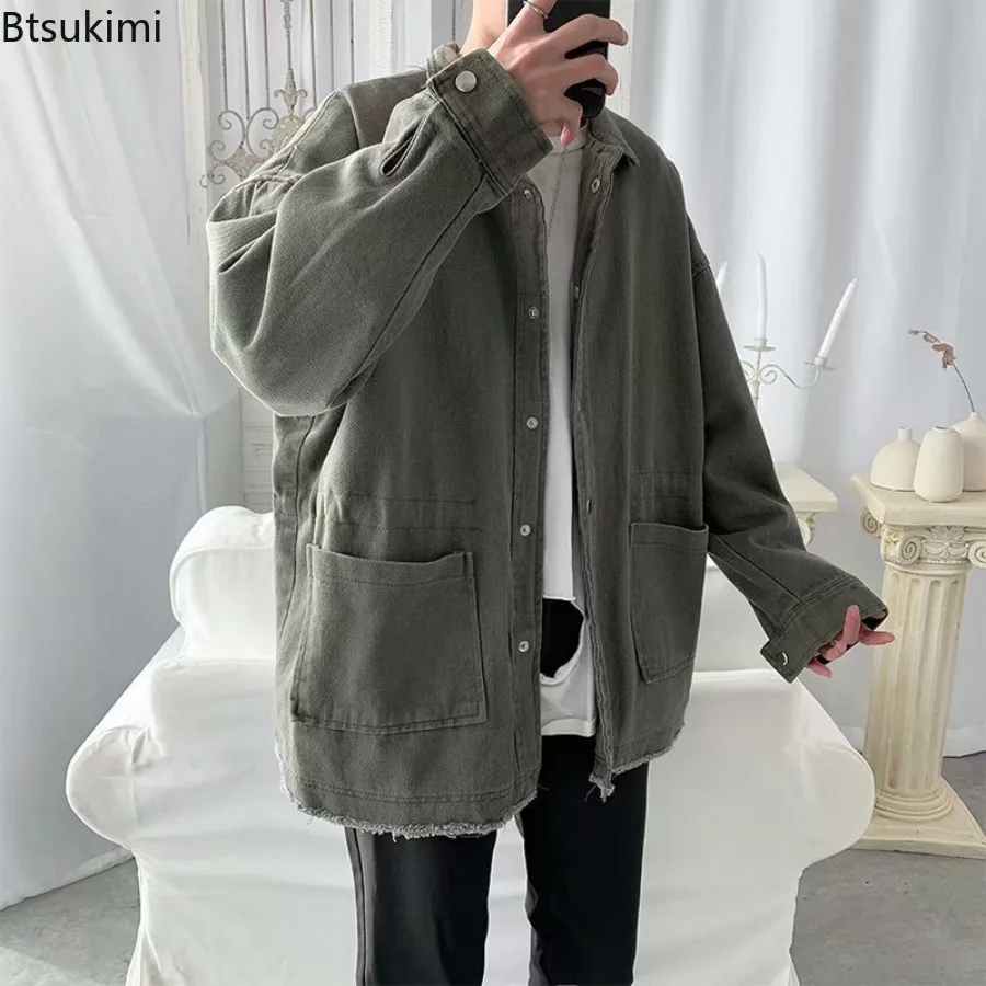 2025 Spring and Autumn Men's Ins Style Loose Jackets Versatile Trendy Functional Workwear Jackets Hong Kong Style Clothes Male