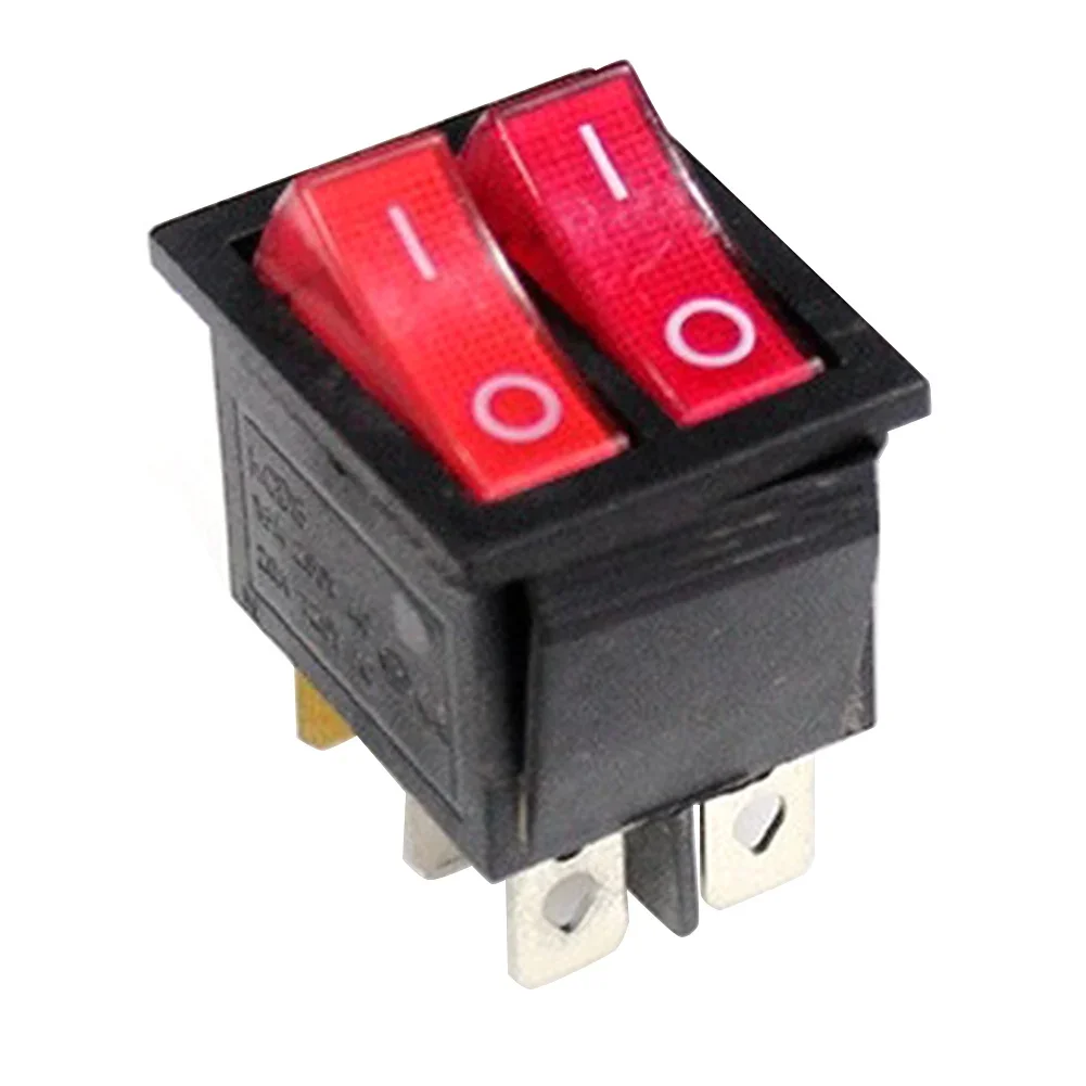 Dual Boat Rocker Switch 6 Pin DPDT 2 Position With Red Light For Automotive Marine And Industrial Applications