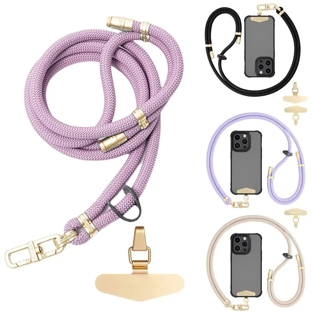

New 8mm Bold Braided Phone Lanyard Anti-lost Retractable Rope Strap Universal Adjustable Hanging Neck Crossbody Chain