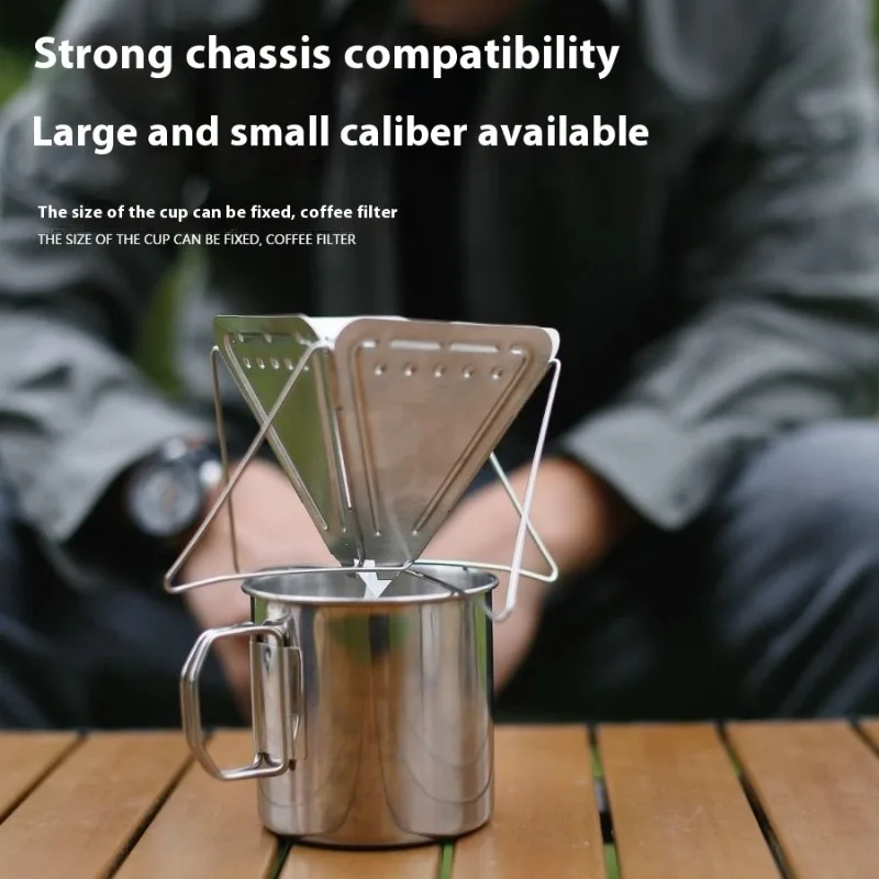 من الفولاذ المقاوم للصدأ قابل للطي لصب فوق فلتر القهوة، منقط محمول مع حامل للتخييم والمشي لمسافات طويلة والسفر والاستخدام في الهواء الطلق