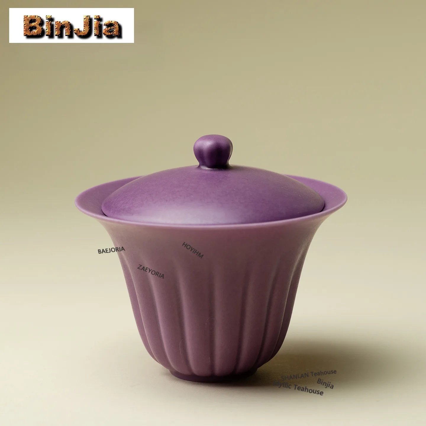 100ml Purple Melon Ridge Gaiwan Aesthetic Tea Tureen Household Tea Bowl With Lid Kit Tea Making Cover Bowl Tea Items Craft Gifts