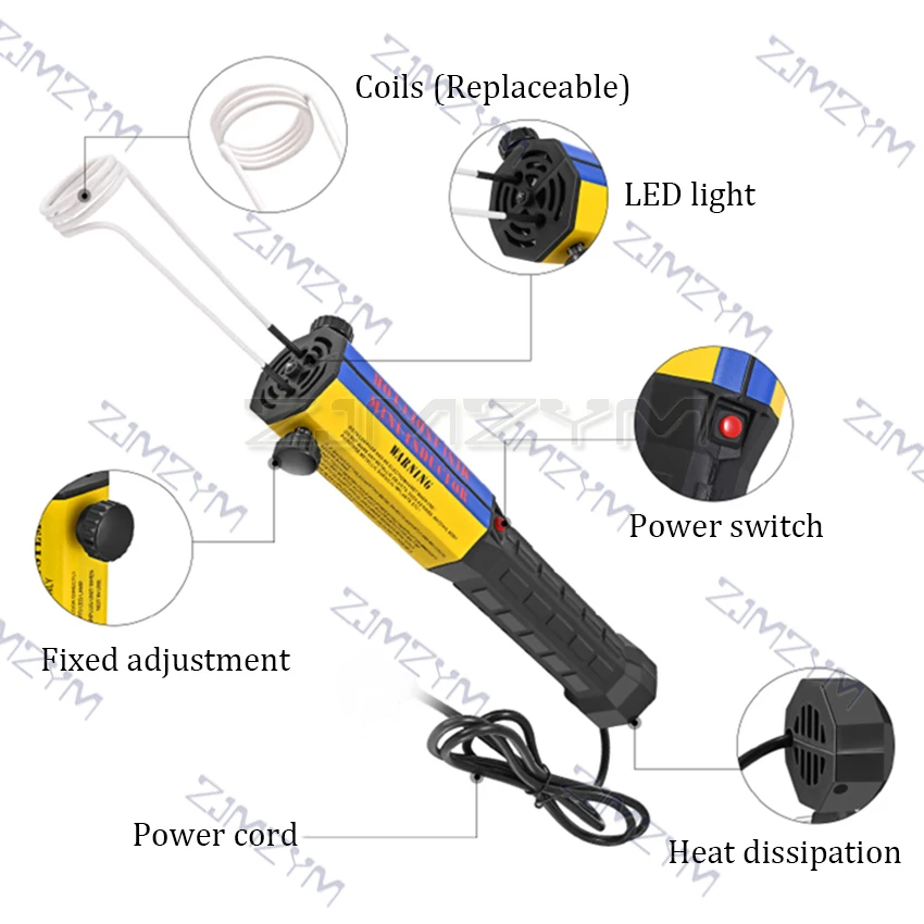 1000W Magnetic Induction Heater Bolt Remover Car Repair Machine Tool Screw Tool Bolt Heat Remover Tool Kit 8 Coils 110V/220V