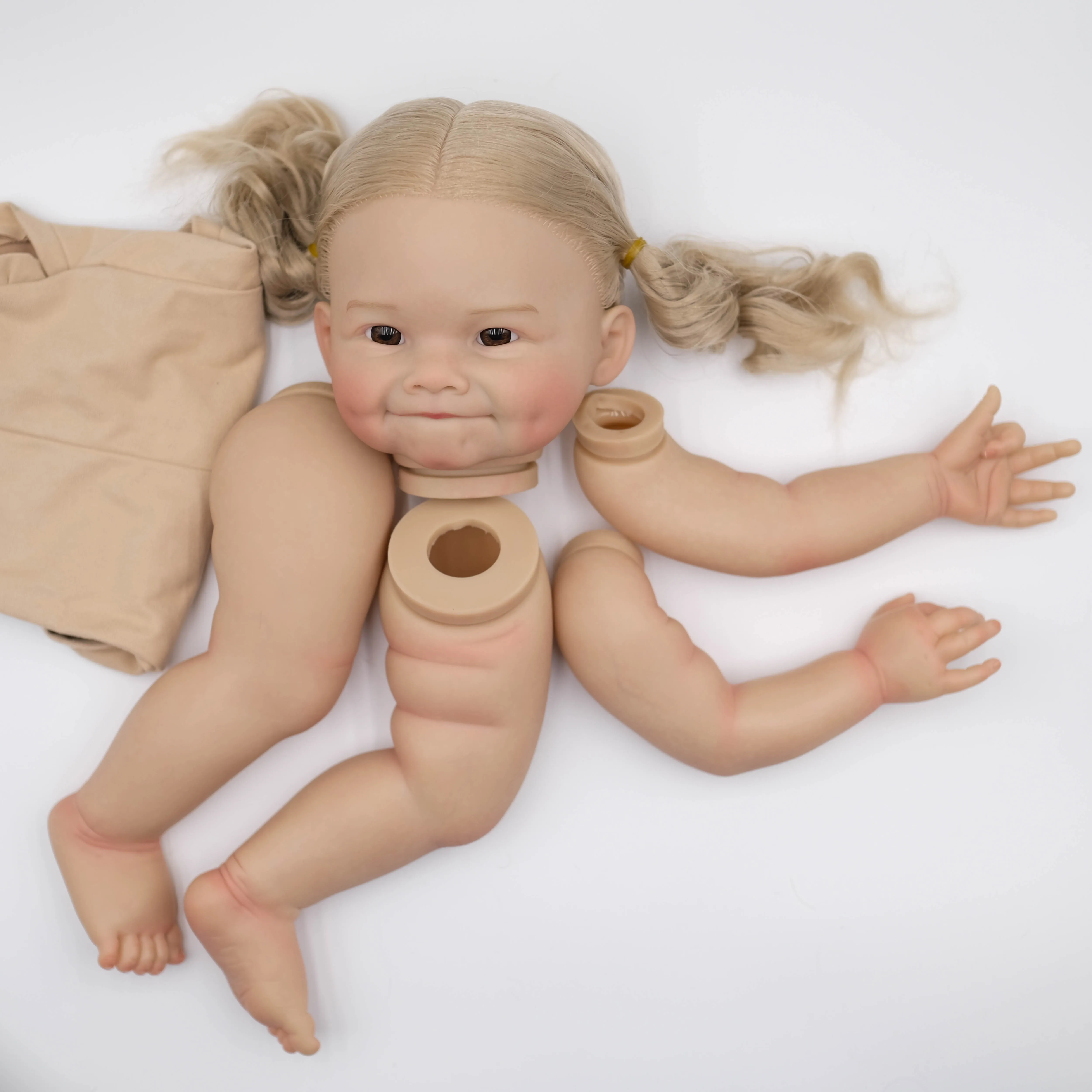 NPK 24inch Raya Reborn Baby Doll Size Already Painted Lifelike Soft Touch Flexible finished Doll Parts With Hand Root hair