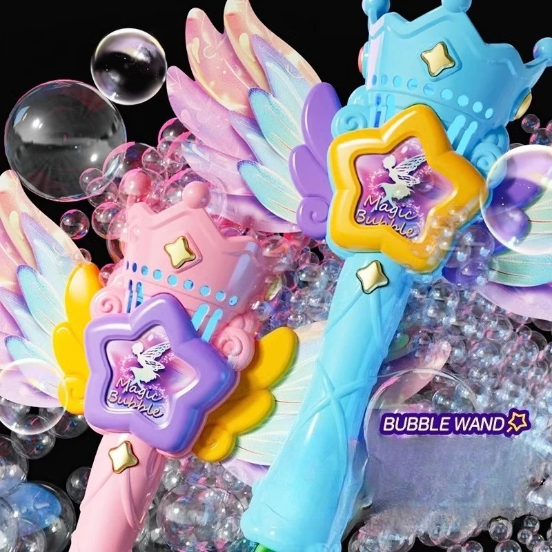 Kawaii Holding Bubble Machine Fully Automatic Baby Bubble Gun Infants Fairy Magic Wand Baby Sunmmer Toys for Kids Outdoor Play