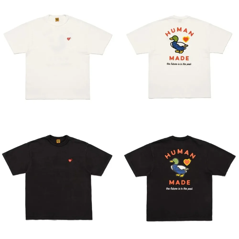 2026 New HUMAN MADE Japanese Cartoon Animal Printed Duck Love Printed Short Sleeve T-shirt Bamboo Cotton