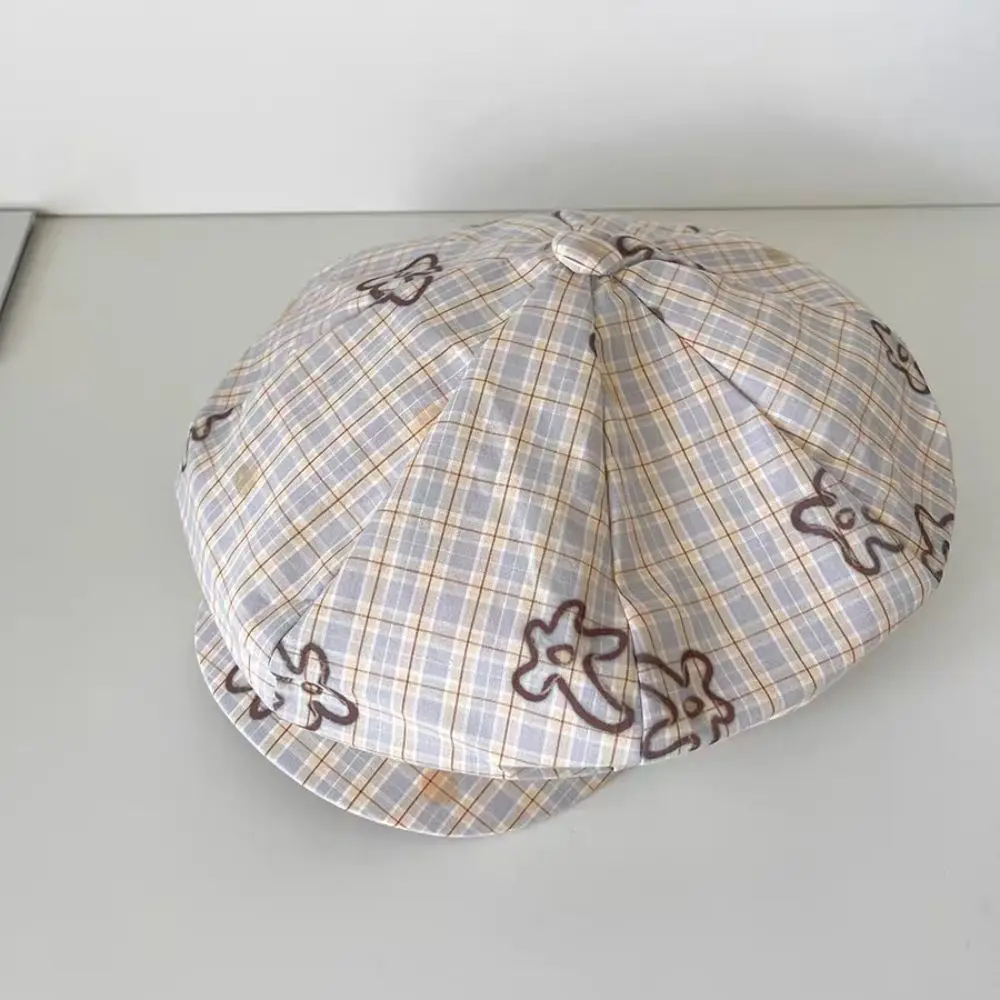 شخصية حلوة زهرة قبعة الكرتون عادية مثمنة قبعة الفنان قبعة النمط البريطاني Y2k الرسام قبعة السفر