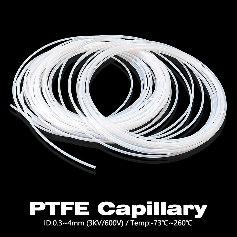 High Temp Teflonto PTFE Hard Capillary Tube 1M/3M/5M Inner Dia 0.3mm/0.5/0.6/0.8/1/2/3/4mm Anti-Aging Corrosion Resistant