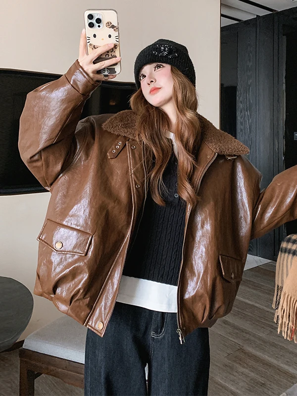 

Женская зимняя теплая пуховая куртка с воротником из овечьей шерсти, повседневная, из экологически чистых материалов