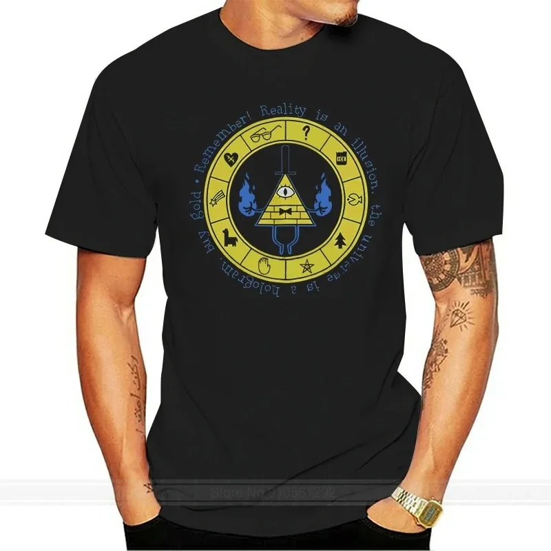 Neu Gravity Fall Bill Cipher Zodiac Wheel Logo T-Shirt S-3XL Cool Casual Tee Shirt male brand teeshirt men summer cotton t shirt