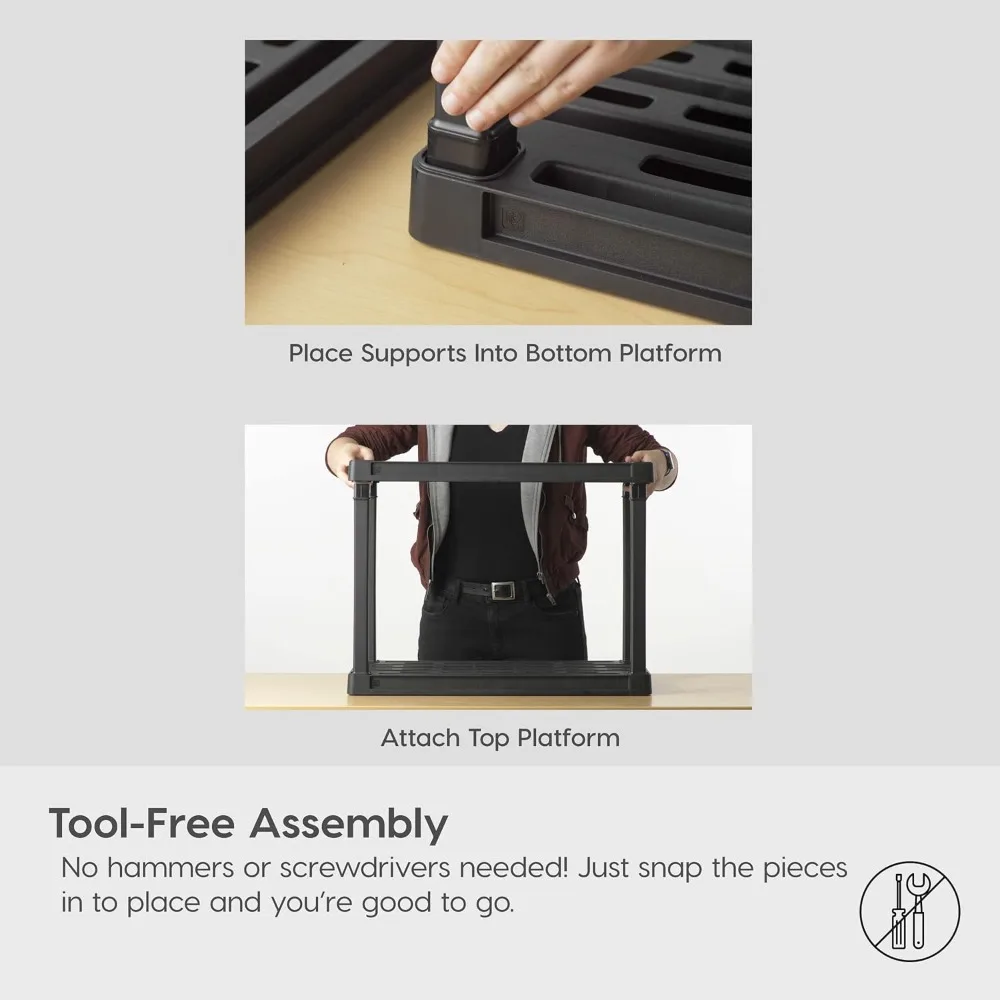 أرفف تخزين بلاستيكية شديدة التحمل مكونة من 5 أرفف، سعة 750 رطل، منظم وحدات لصالة الألعاب الرياضية في المرآب والمستودعات المنزلية - أسود