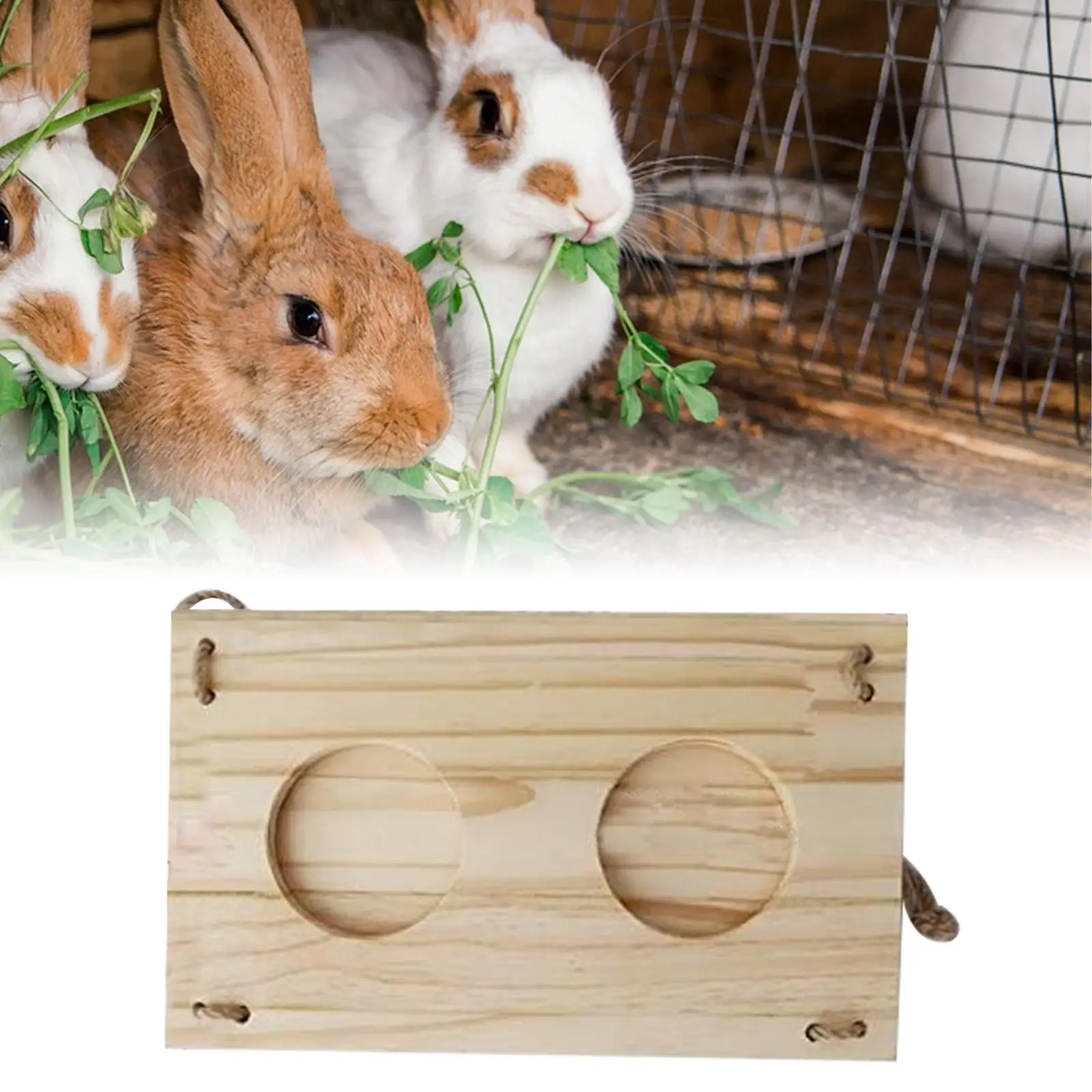 Wood Rabbit Hay Feeder Food Dispenser Multifunction Food Feeding Manger Bunny Hay Dispenser for Small Animals Hamsters Rabbit