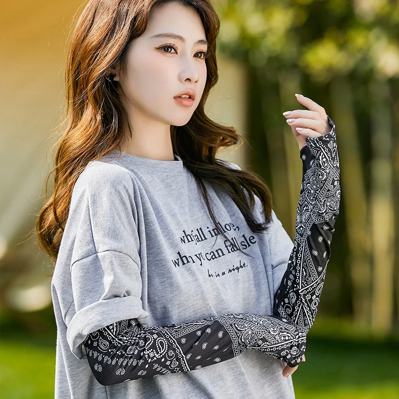 

Sunscreen sleeves UV protection ice cool thin extended ice silk sleeves driving arm cover