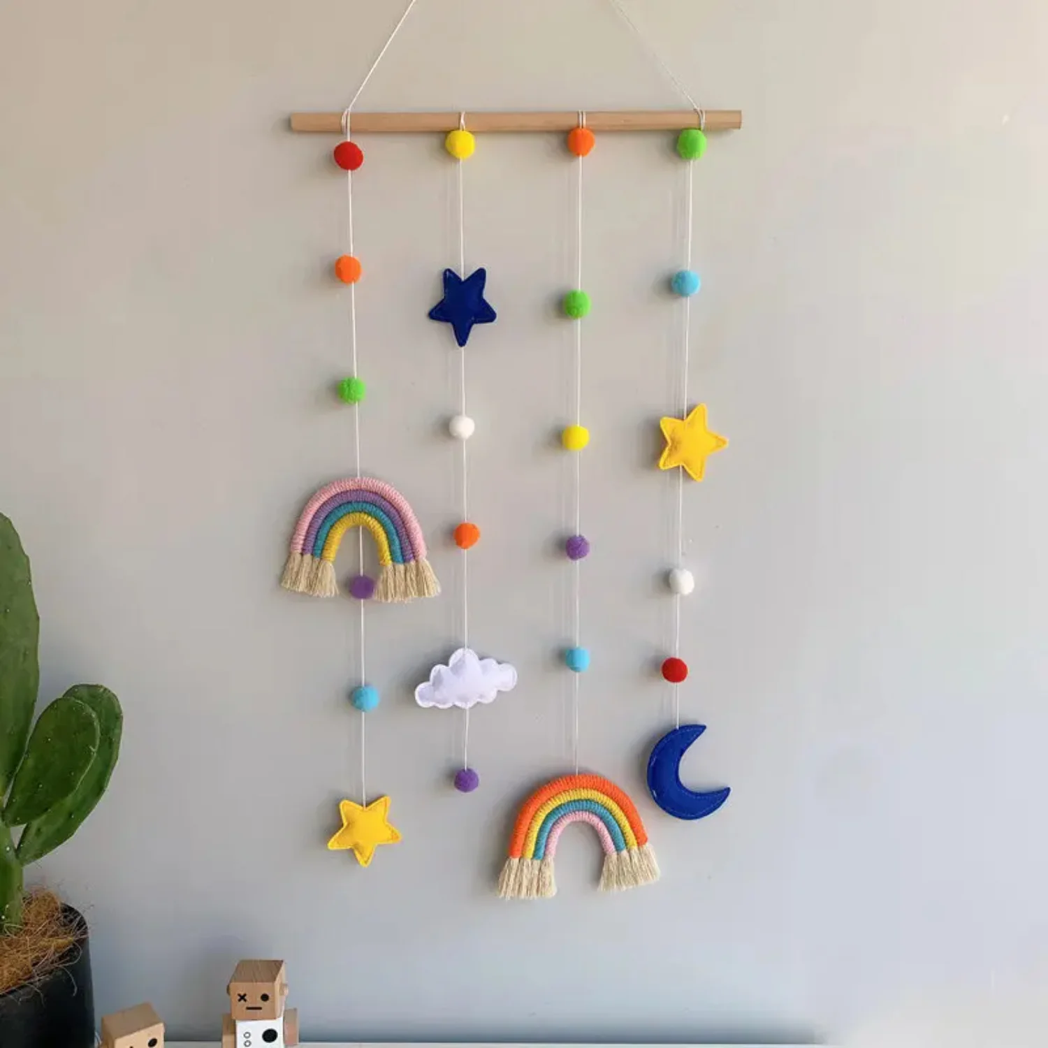 Rainbow Baby Hair Clips Holder Nordic Woven Kids Girls Hairpin Storage Belt for Wall Hanging Photos Organizer Pendant Decor Tags