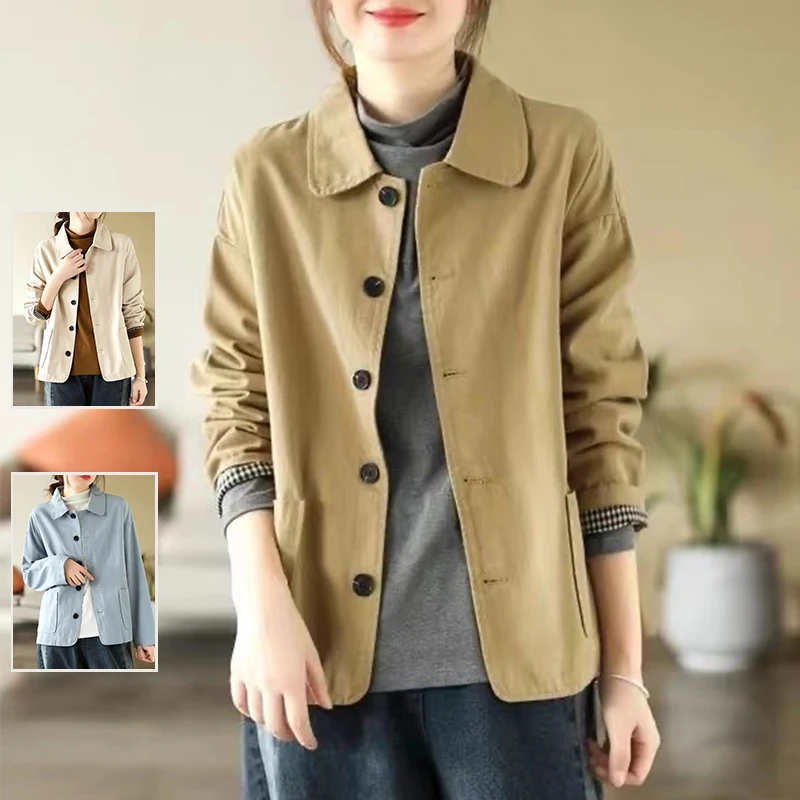 

Повседневное длинное пальто Sve ort, женское пальто ранней осени, новый модный одинаковый кукольный воротник, открытый кардиган, топ, чистый цвет, свободный крой