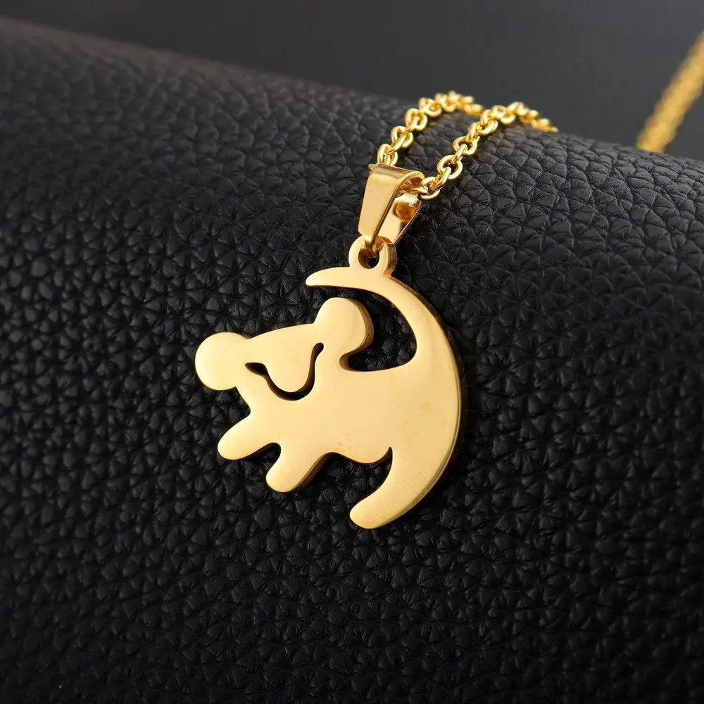 الأسد الملك سيمبا قلادة مجوهرات من صلب لا يصدأ تذكر من أنت رسائل المختنق سلسلة طويلة الأزياء والمجوهرات النساء هدية