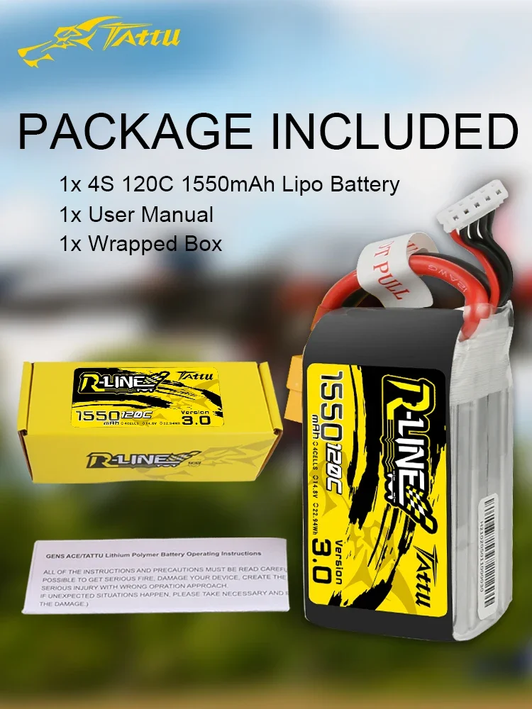 Tattu R-Line 버전 3.0 V3 1300/1400/1550/1800/2000mAh 120C 4S 6S 4.2V Lipo 배터리 XT60 플러그 FPV 레이싱 드론 RC 쿼드콥터