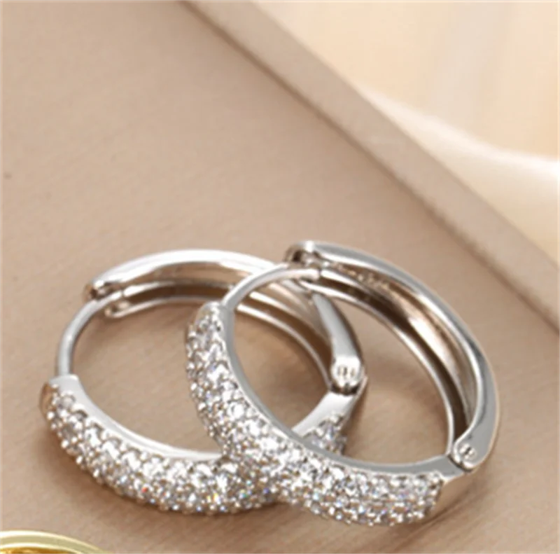 Silver Color CZ Hoop Earrings for Women Timeless Style Simple Ear Accessories for Teens Minimalist Gift Classic Jewelry