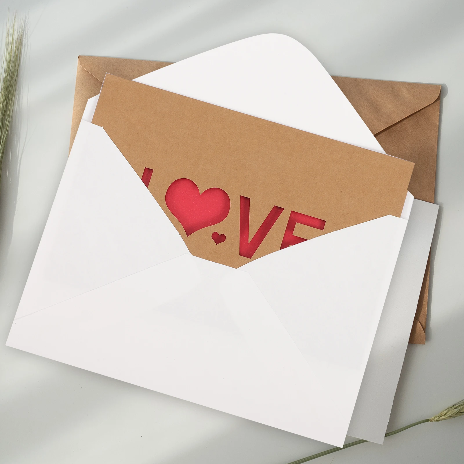 

12 Pcs Heart Shaped Greeting Cards Valentine's Day Wedding Festival Kraft Paper Bulk Men Adults Printing Products