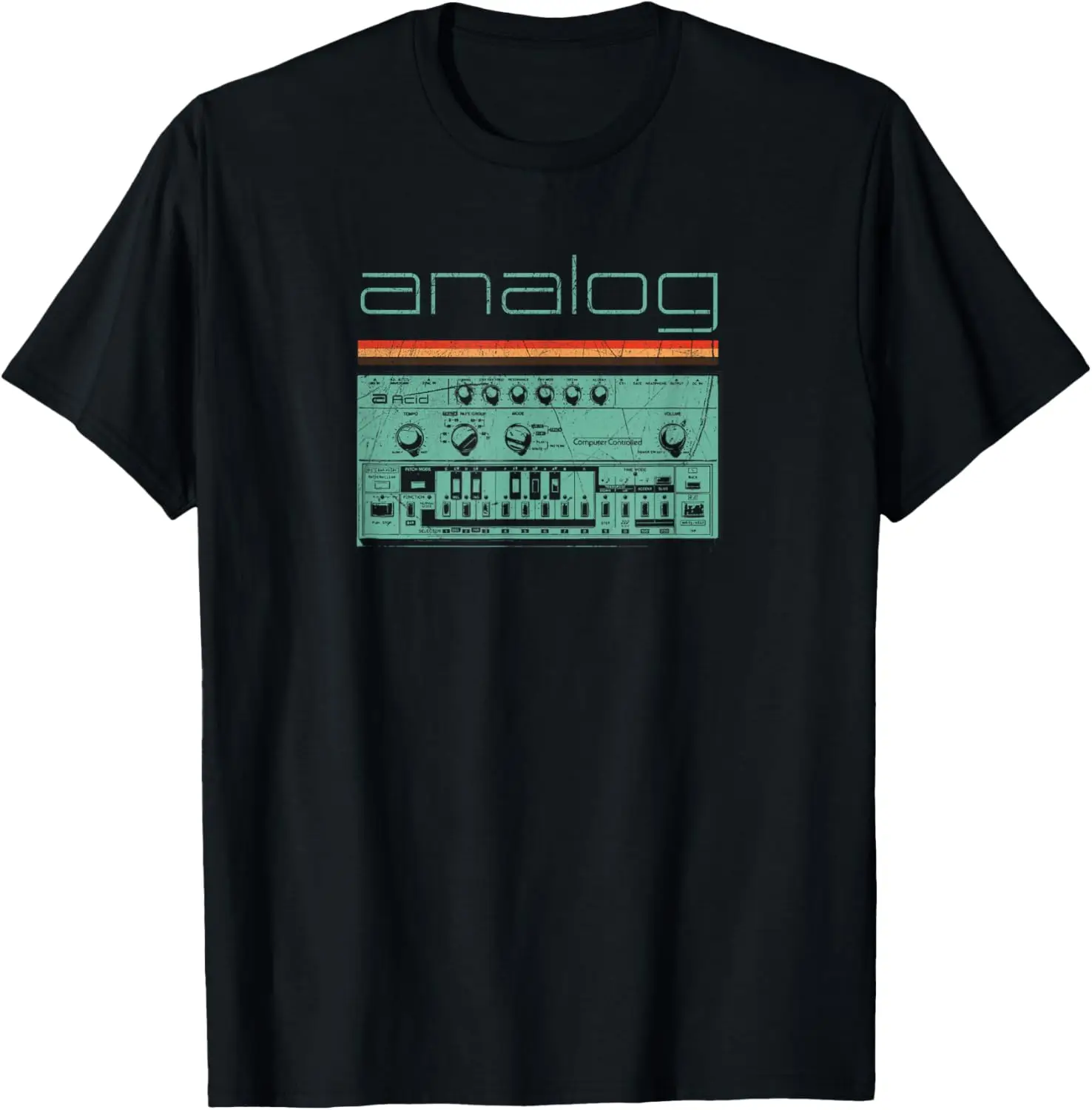 Analog Synthesizer Acid House Retro 80s Music Graphic Tee Soft Cotton T-Shirt for Men