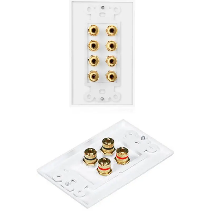 RISE-2 Pcs ลำโพงผนังแผ่นโฮมเธียเตอร์ Wall Plate Audio แผง8โพสต์สำหรับลำโพง4 & 4โพสต์สำหรับ2ลำโพง
